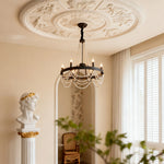 French Pearl Wrought Iron Chandelier with Adjustable Chain