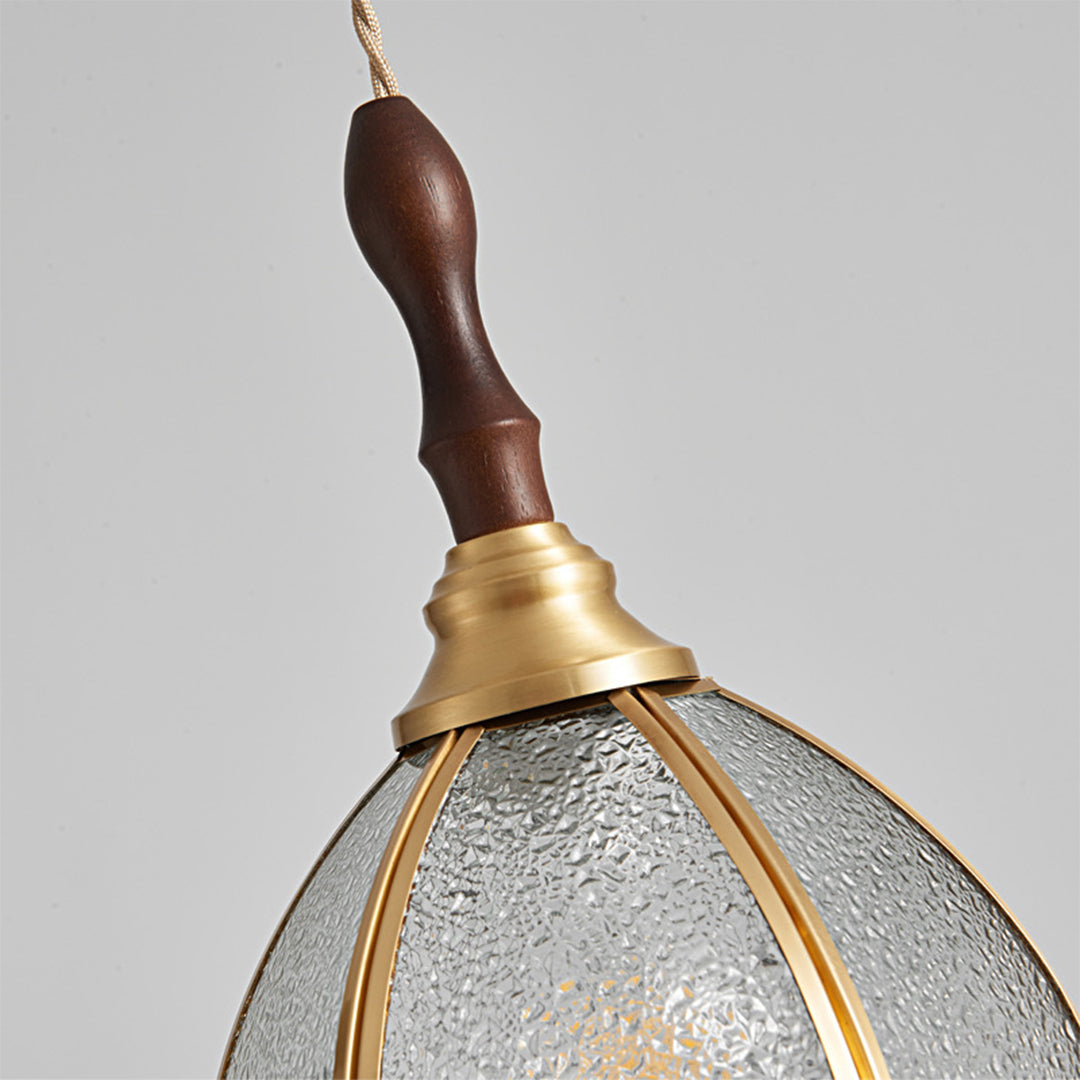 Ripple Glass Pendant Light in Copper Finish with Adjustable Hanging