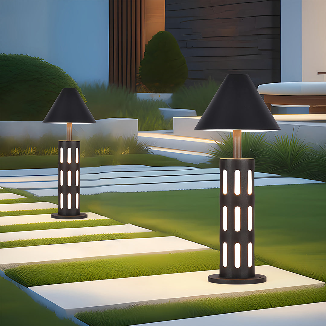Industrial Perforated Cylindrical Bollard Light for Pathways