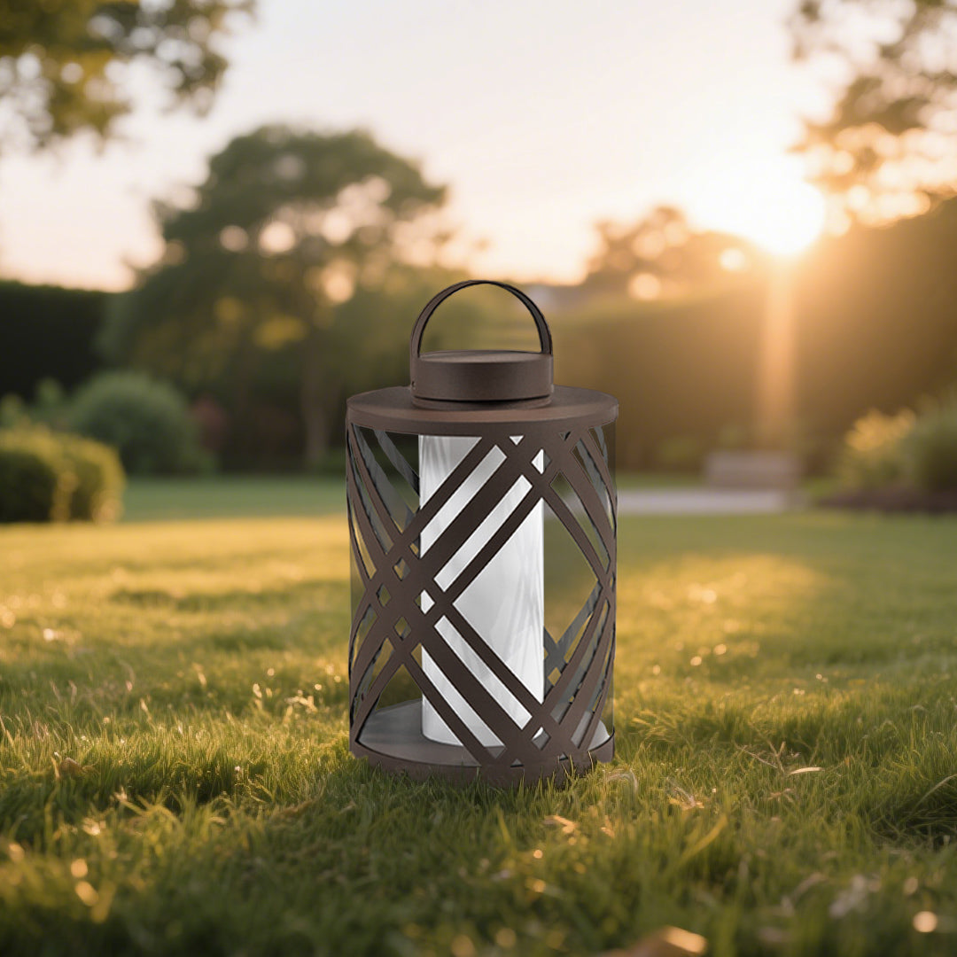 Perforated Stainless Steel Landscape Light with Warm LED Glow
