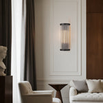 Aurelia Semi-Circular Glass Rod Wall Sconce in Matte Black