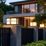 Modern Pillar Light Outdoor Stainless Steel Marble Courtyard Lamp