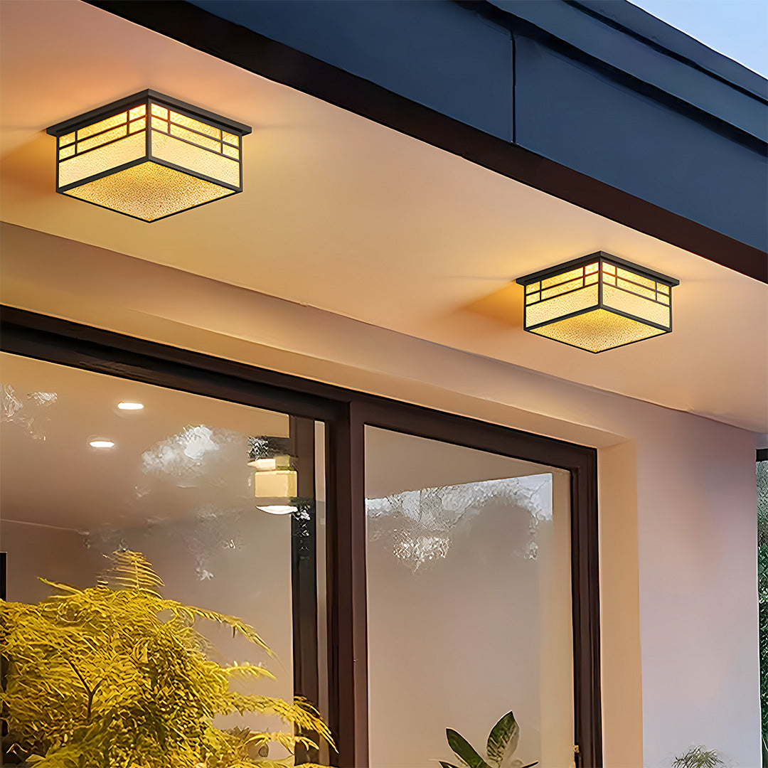 Aurelia Square Flush Mount Ceiling Light in Stainless Steel and Glass