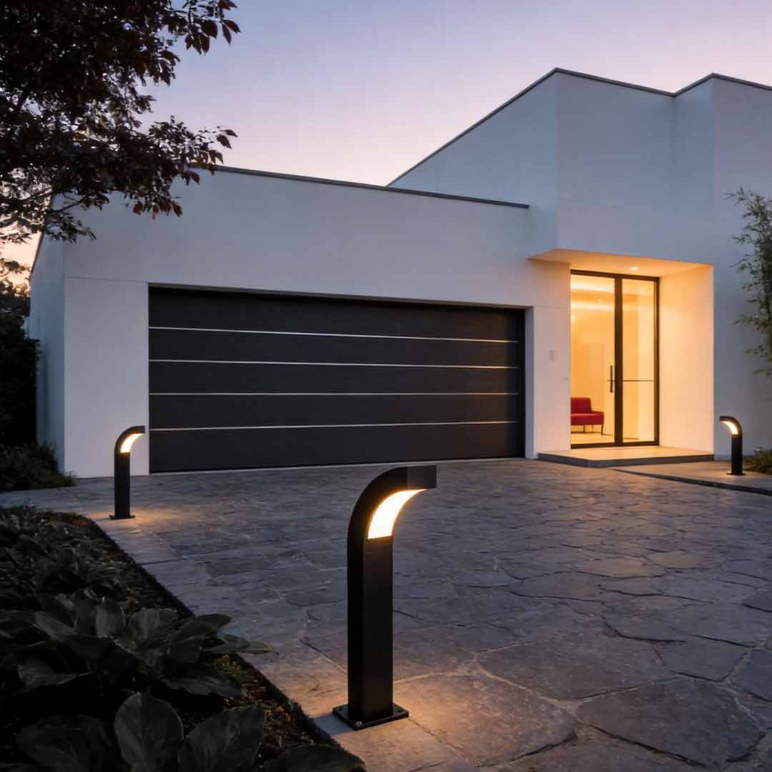 Curved LED Path Light in Black for Modern Landscape Illumination