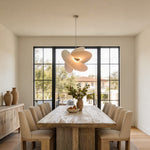 Nordic White Silk Pendant Light with Adjustable Drop