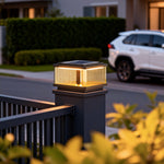 Square Pillar Post Lights for Courtyard and Fence, Black Aluminum LED