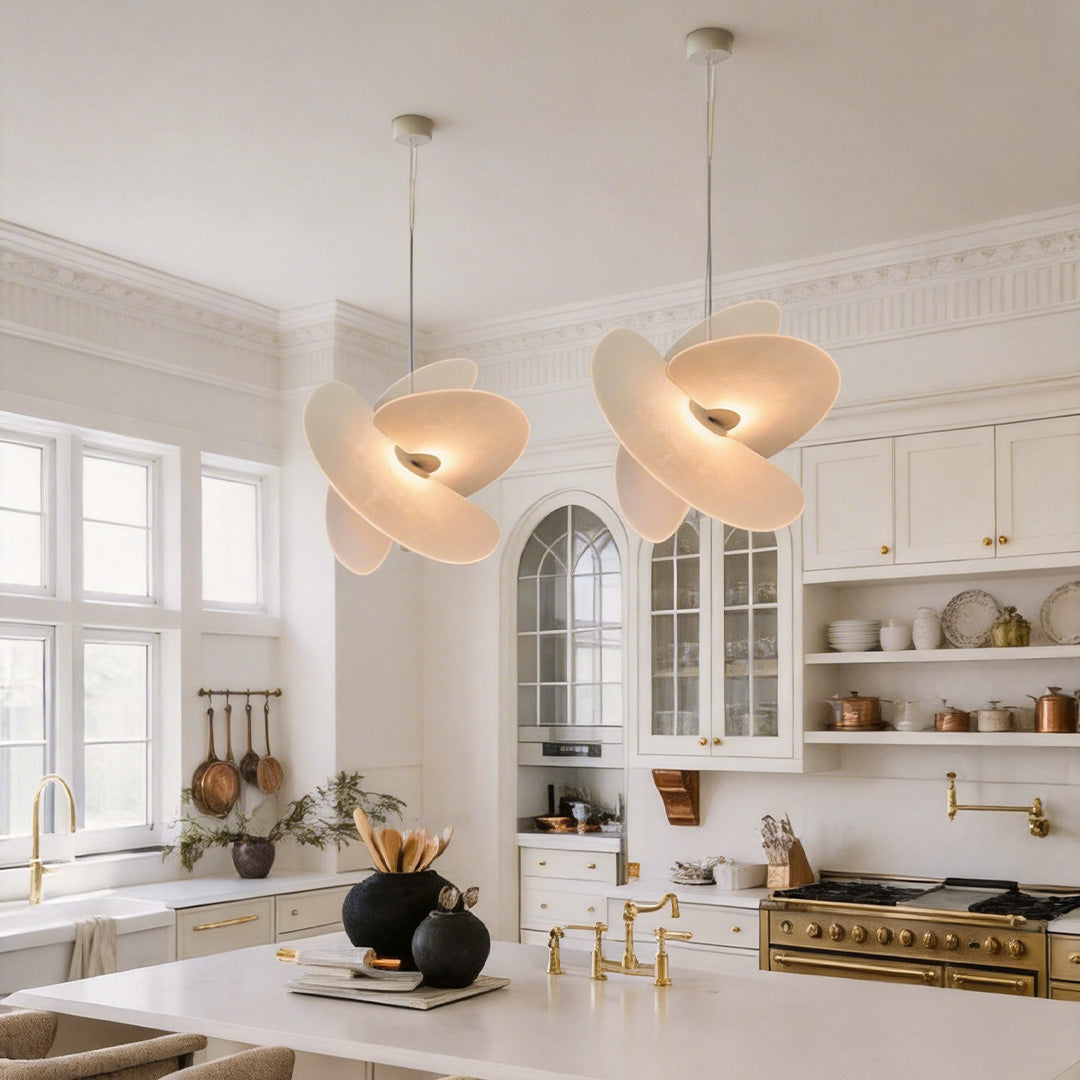Nordic White Silk Pendant Light with Adjustable Drop