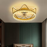 Modern Flush Mount Ceiling Fan with Dimmable LED Light and Remote