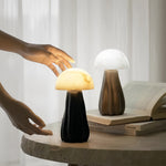 Nordic Mushroom Table Lamp with Glass Shade and LED Tri-Color Light