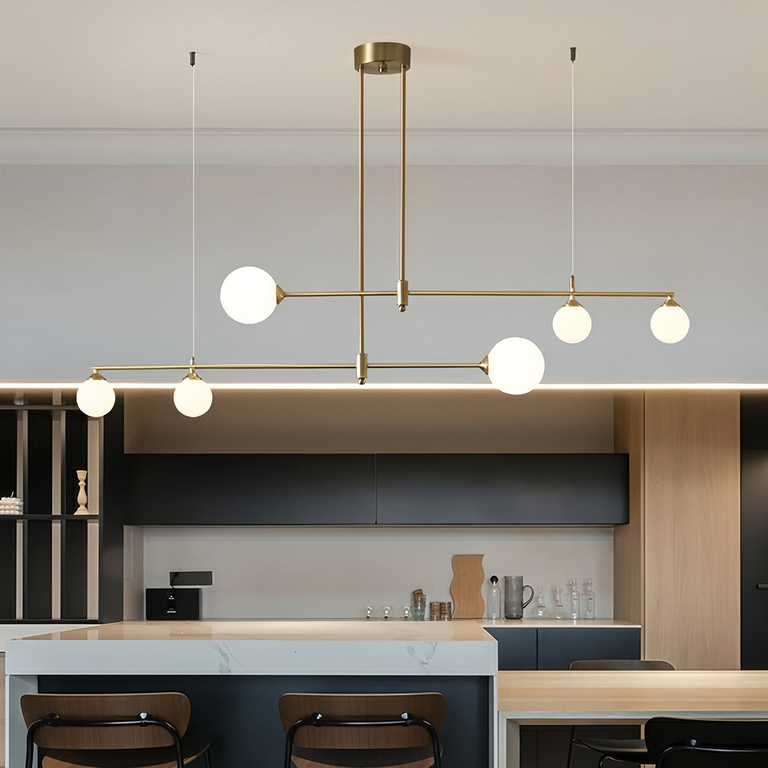 Bubble Glass Pendant Light in Brass for Modern Dining and Kitchen Island