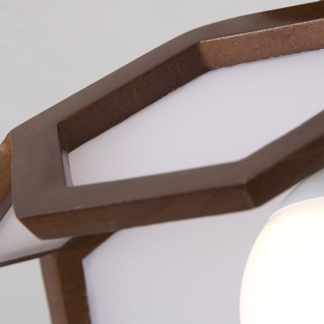 Lotus Wood Semi Flush Mount Ceiling Light in Natural Oak or Walnut