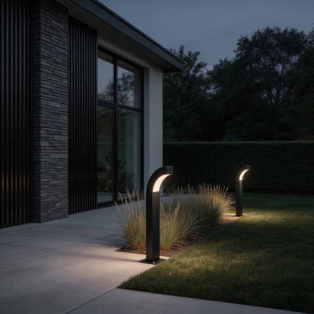 Curved LED Path Light in Black for Modern Landscape Illumination