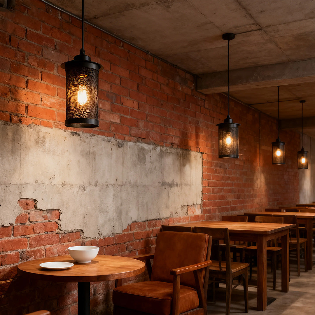 Industrial Iron Pendant Light with Three E27 Bulbs, Adjustable Chain