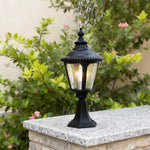 Outdoor Pillar Column Light with Clear Glass Shade in Sand-Black Aluminum