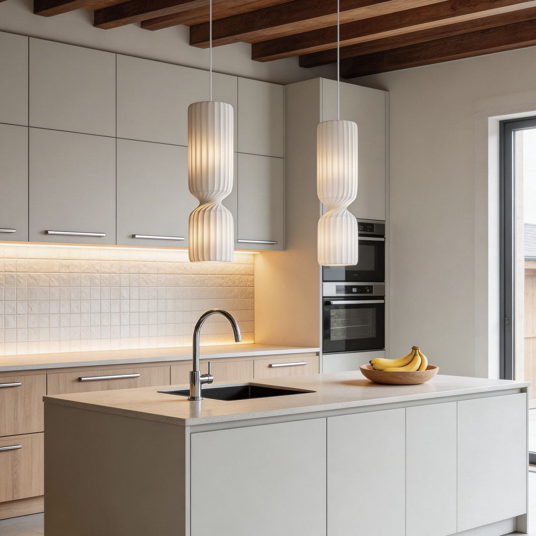 Cylinder Silk Pendant Light with Wabi-Sabi Elegance