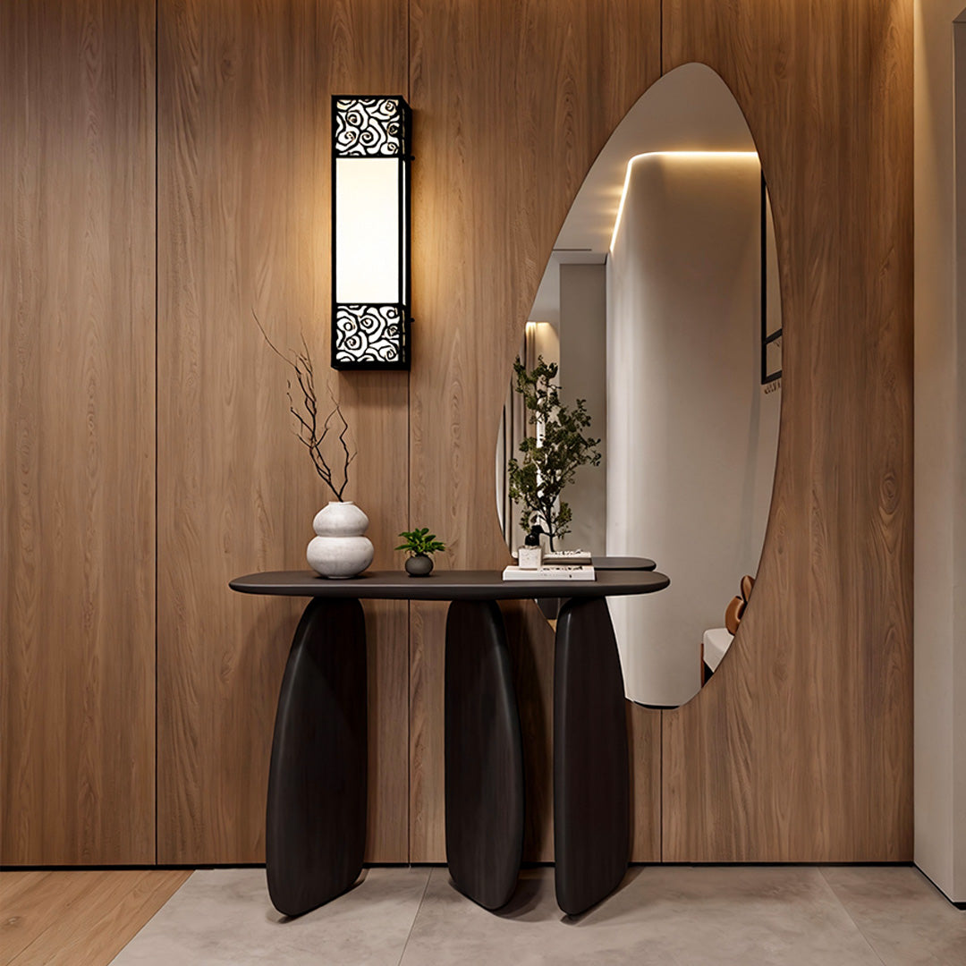 Linear Copper Wall Sconce with Marble Shade for Modern Hallways