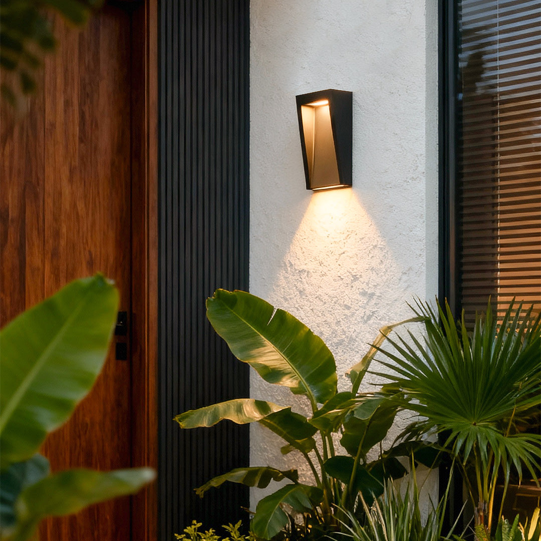 Modern Outdoor Wall Sconce with Clear Glass Shade in Black Finish