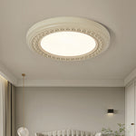 French Retro Flush Mount Ceiling Light with Carved Resin and Acrylic Shade