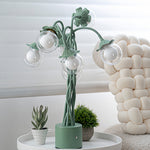 Verdant French Floral Table Lamp with Seven Hand-Bent Iron Branches