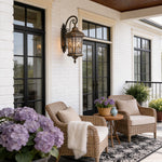European Outdoor Lantern Wall Sconce in Antique Copper Brass with Clear Glass