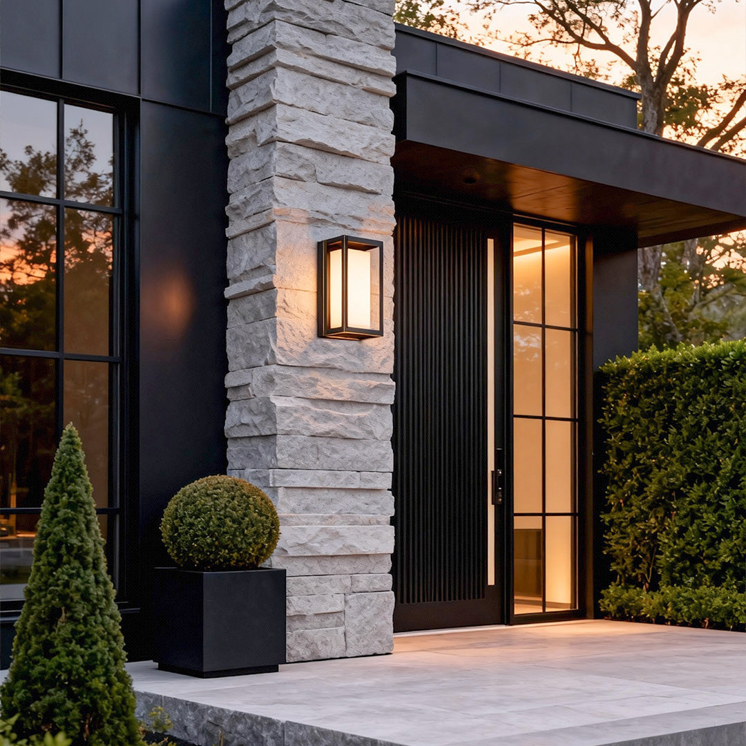 Aurelia Brass LED Outdoor Wall Sconce with Marble Accent