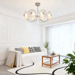 Aurora Acrylic LED Chandelier with Chrome Accents, Modern Multi-Head Pendant Light