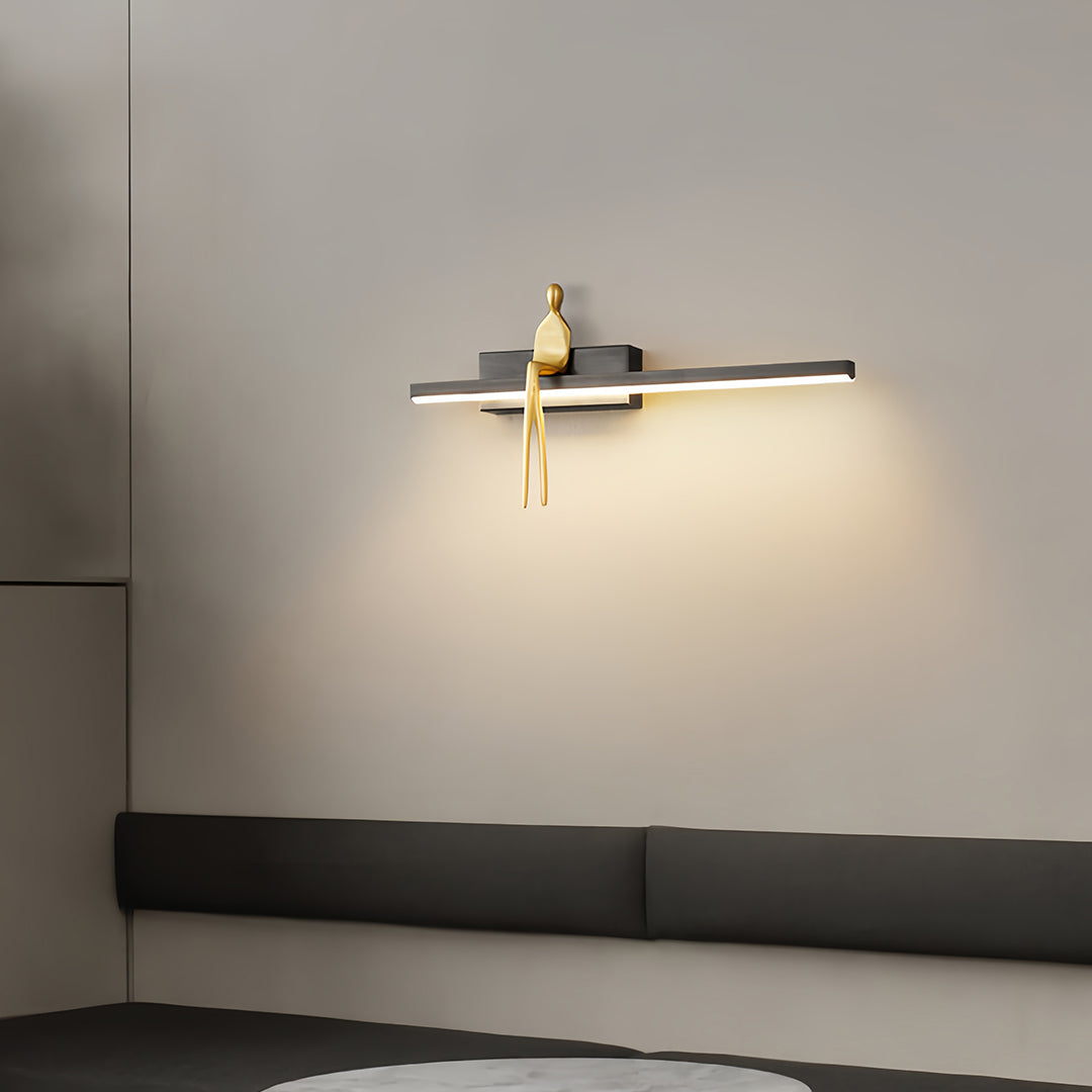 Italian Minimalist Brass LED Wall Sconce with Acrylic Diffuser