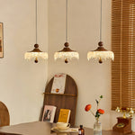 Walnut Teardrop Pendant Light with Acrylic Shade, Adjustable LED Hanging Lamp