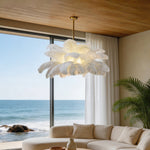 Aurelia Feather Semi Flush Ceiling Light in White