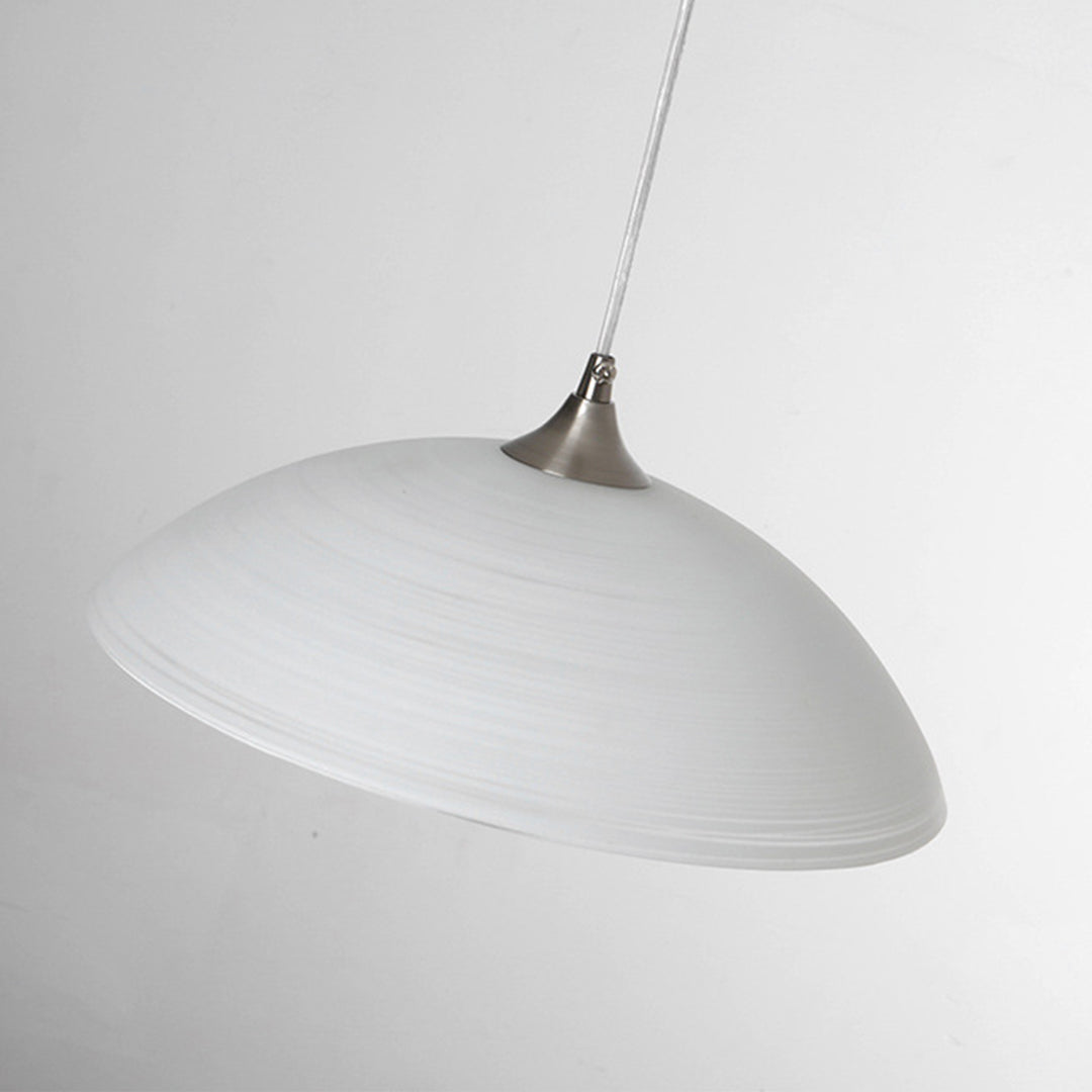Ripple Glass Pendant Light in Matte White Iron Frame