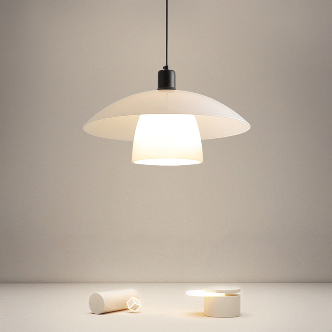 Opal Glass Pendant Light Wabi-Sabi Minimalist Hanging Lamp for Dining Room