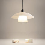 Opal Glass Pendant Light Wabi-Sabi Minimalist Hanging Lamp for Dining Room