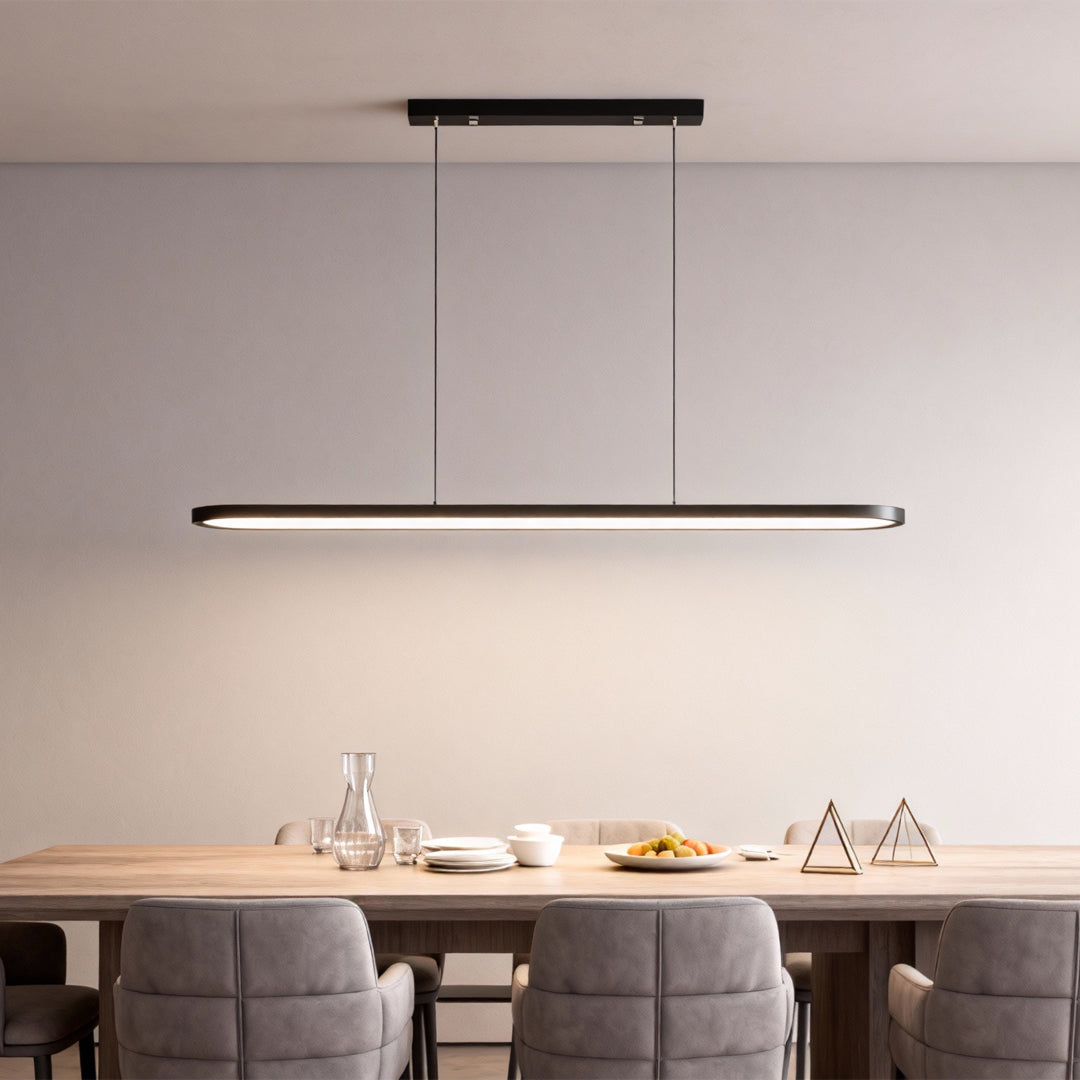 Modern Oval LED Pendant Light in Black, White, or Coffee