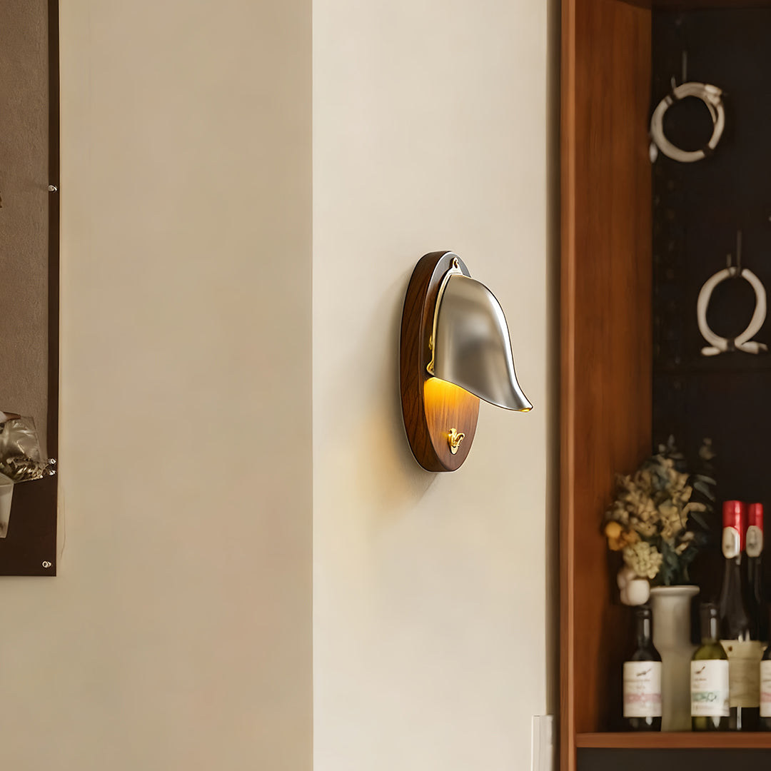 Artisan Wooden Wall Sconce with Brass Accents – Vintage Medieval Design