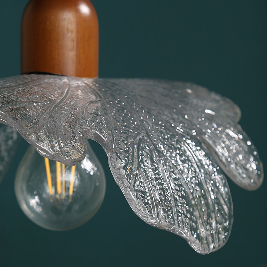 Lotus Brass and Glass Pendant Light, Japanese Retro Mini Pendant Lamp for Bedroom and Cafe
