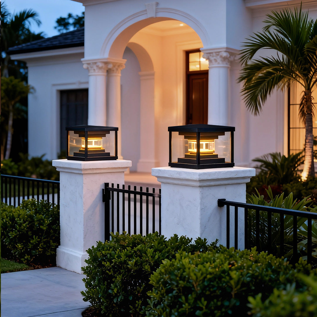 Modern Stainless Steel Gate Pillar Lights for Outdoor Courtyard
