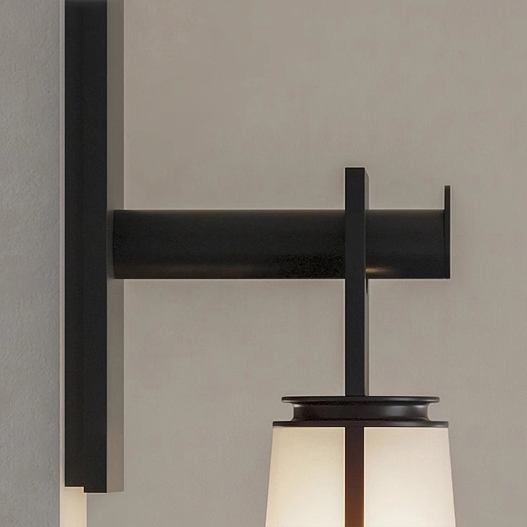 Modern Black LED Wall Sconce with Glass Shade for Bedroom Reading