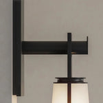 Modern Black LED Wall Sconce with Glass Shade for Bedroom Reading