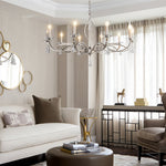 Crystal Candlestick Chandelier with Silver Iron Frame