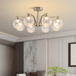 Sputnik Semi Flush Ceiling Light in Sand Nickel with Glass Shades