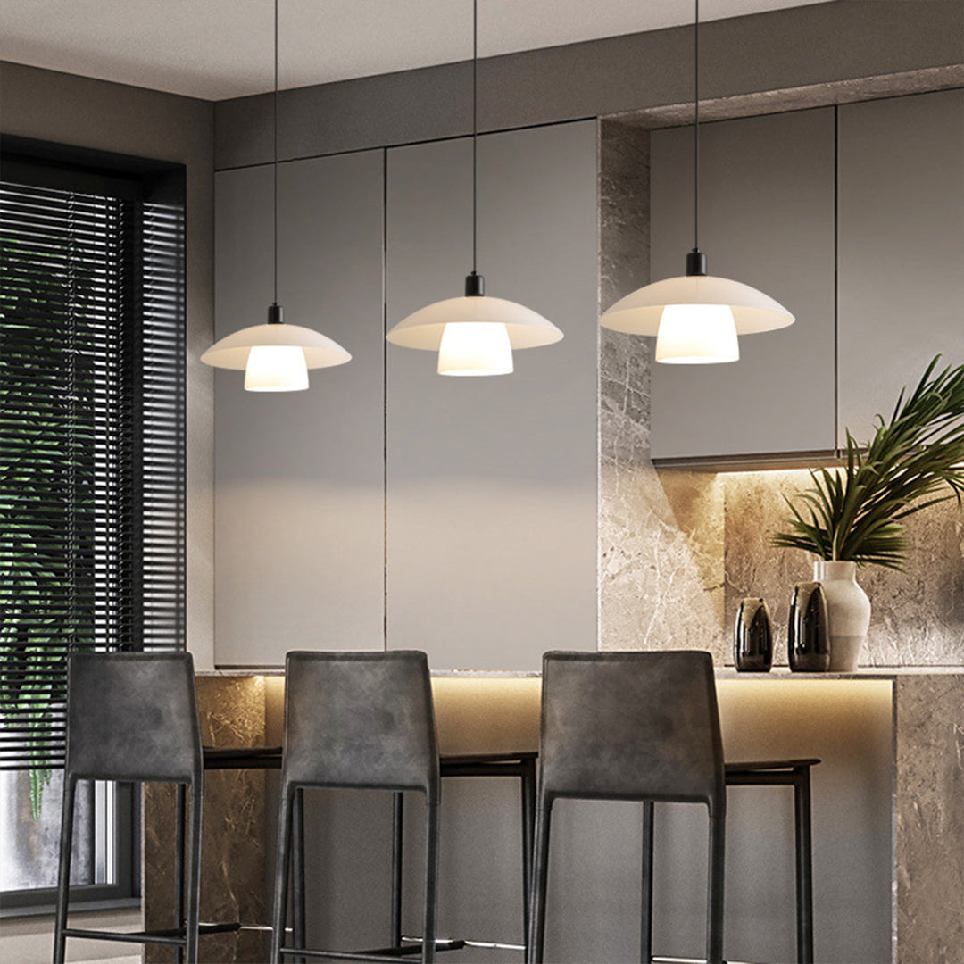 Opal Glass Pendant Light Wabi-Sabi Minimalist Hanging Lamp for Dining Room