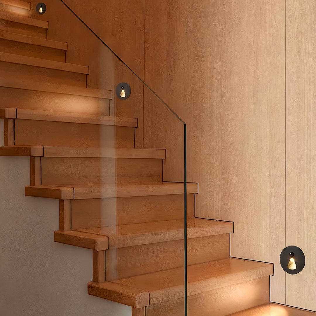 Round Flush Mount LED Step Light with Motion Sensor for Modern Staircases