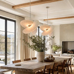 Nordic White Silk Pendant Light with Adjustable Drop