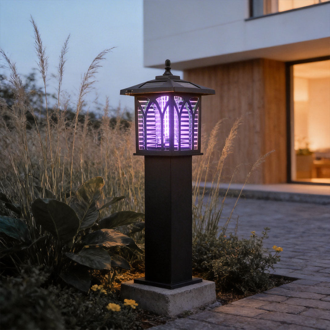 Solar Bollard Light with Mosquito Repellent, Modern Outdoor Pathway Lamp
