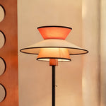 Vintage Ambient Floor Lamp with Pull Chain and Fabric Shade