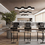 Modern S-Shaped Coral LED Chandelier in Black Iron for Dining & Living Spaces