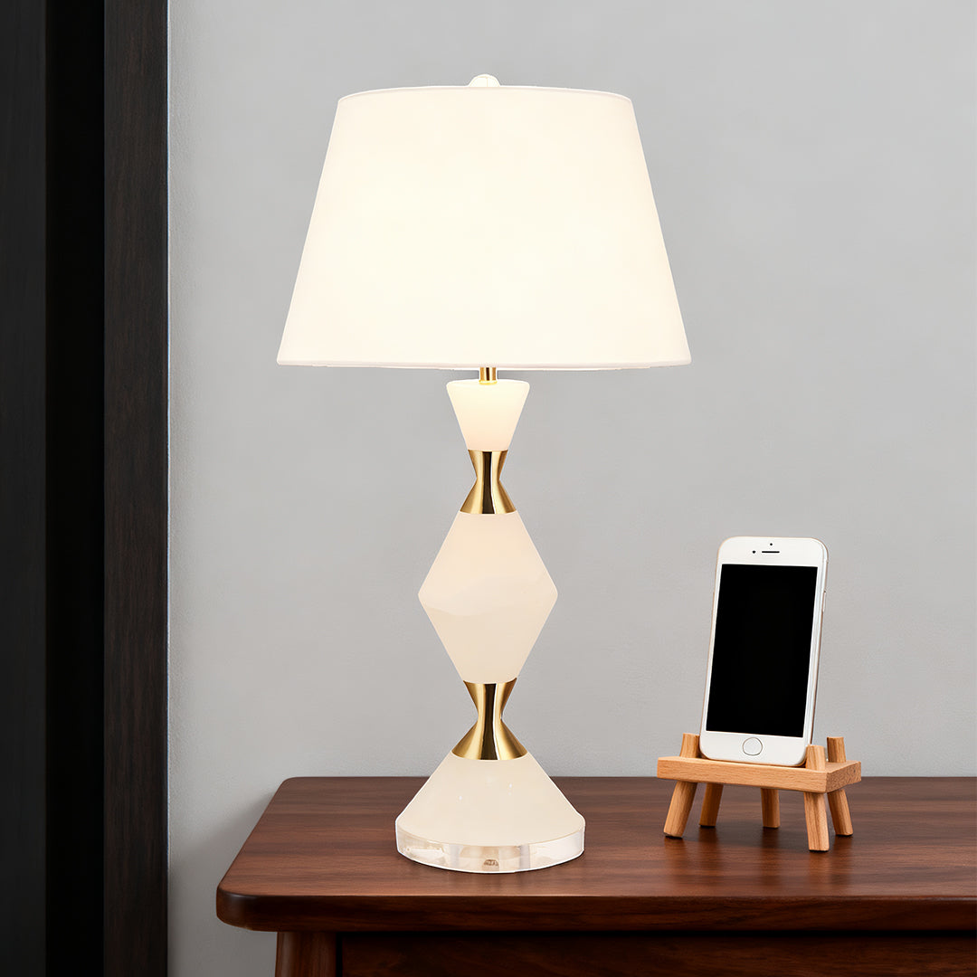 Marble Table Lamp with Gold Accents – Contemporary Designer Illumination