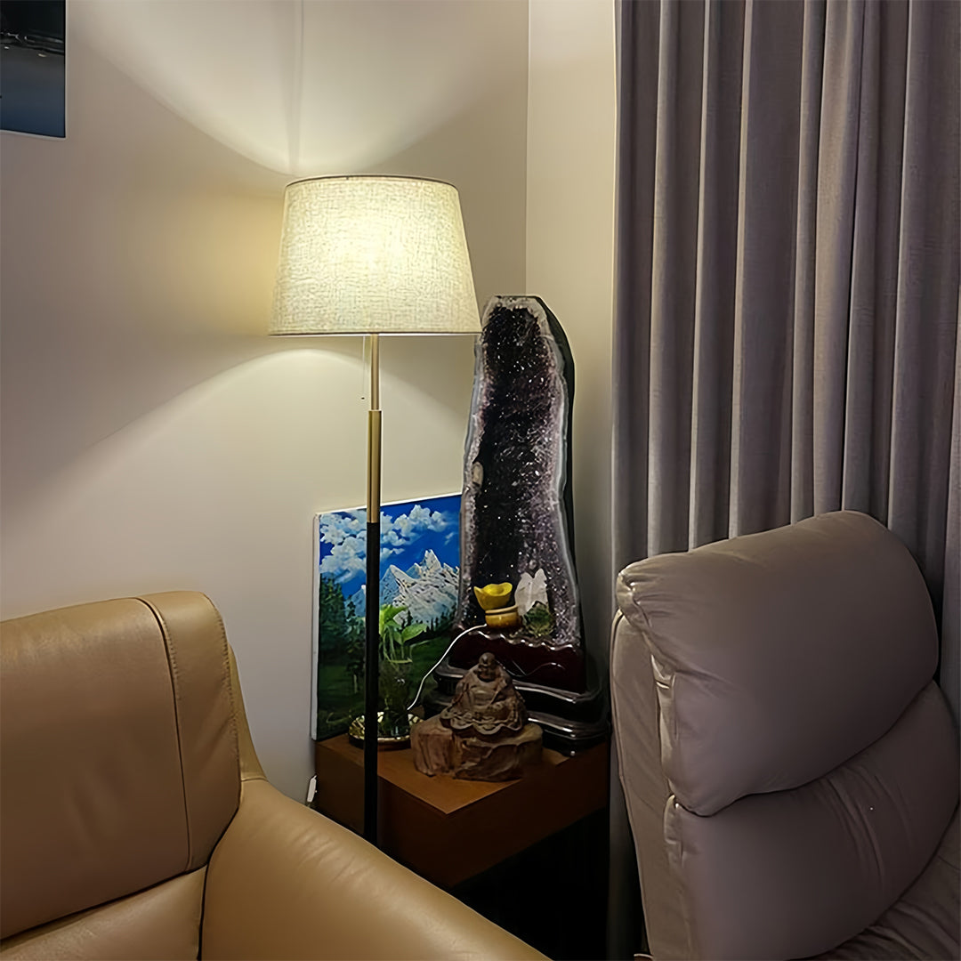 Wrought Iron Floor Lamp with Fabric Shade – Vintage Country Style