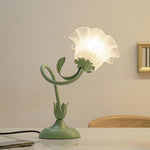 Vintage French Green Floral Table Lamp with Twistable Acrylic Shade