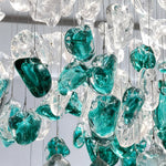 Artisan Beaded Glass Linear Chandelier for Kitchen Island